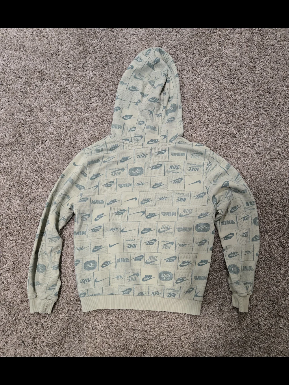 Nike Allover Logo Hoodie in Sage Green